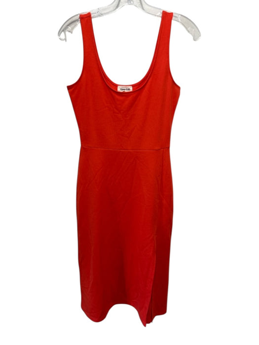 Open Edit Size S Bright Orange Polyester & Viscose Wide Strap Scoop Neck Dress Bright Orange / S