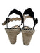 Marc Fisher Shoe Size 10 Black & Beige Suede Upper Woven Wavy Wedge Sandals Black & Beige / 10
