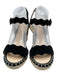 Marc Fisher Shoe Size 10 Black & Beige Suede Upper Woven Wavy Wedge Sandals Black & Beige / 10