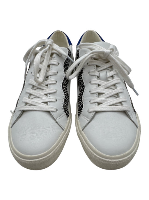 Madewell Shoe Size 9 White & Blue Leather Fur Trim Low Top Lace Up Sneakers White & Blue / 9