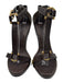 Burberry Shoe Size 38.5 Dark Brown Leather Gold Buckle T Strap Sandals Dark Brown / 38.5