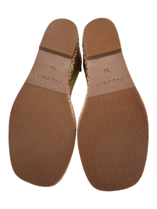Kaanas Shoe Size 7 Blue & Tan Textile Wedge Ankle Strap Square Toe Sandals Blue & Tan / 7