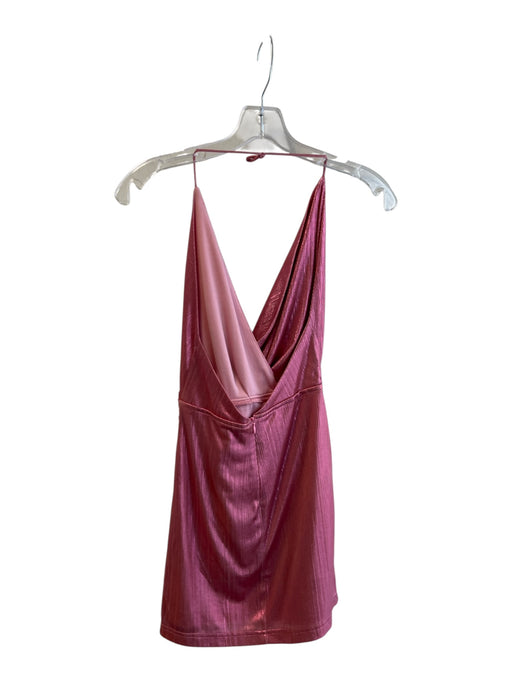 Superdown Size XXS Pink Polyester Halter Back Zip Shimmer Above Knee Dress Pink / XXS