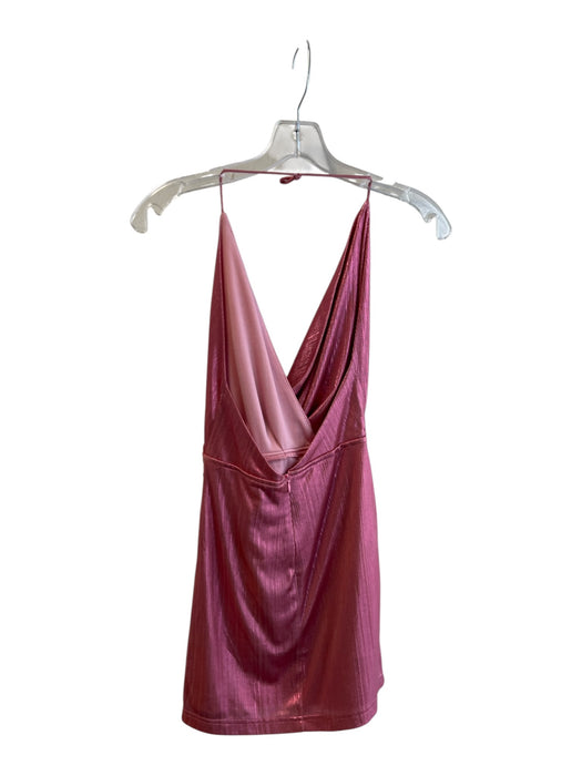 Superdown Size XXS Pink Polyester Halter Back Zip Shimmer Above Knee Dress Pink / XXS