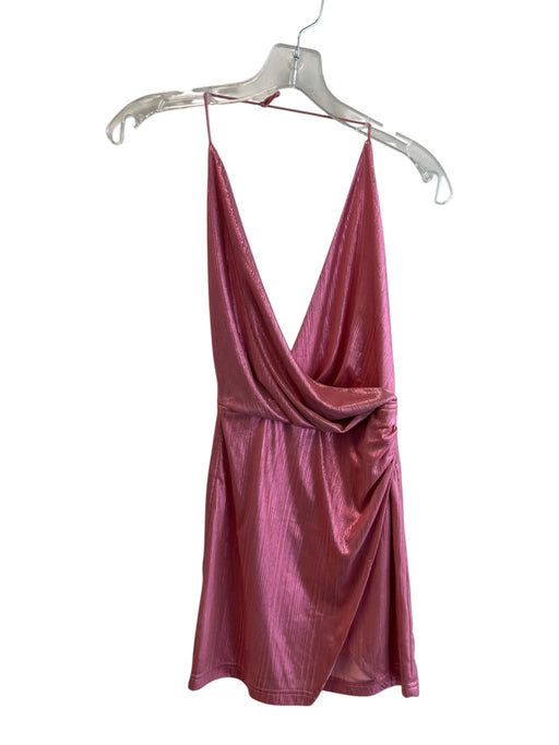 Superdown Size XXS Pink Polyester Halter Back Zip Shimmer Above Knee Dress Pink / XXS