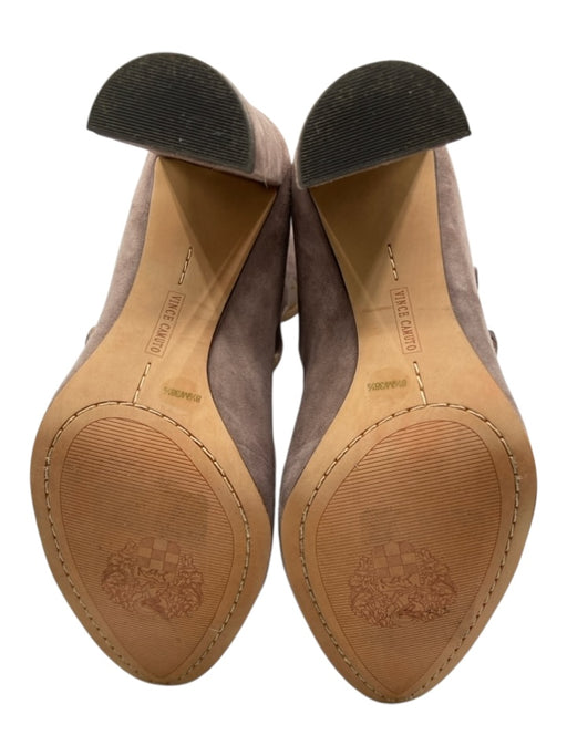 Vince Camuto Shoe Size 8.5 Taupe Gray Suede Back Zip Strappy Almond Toe Pumps Taupe Gray / 8.5