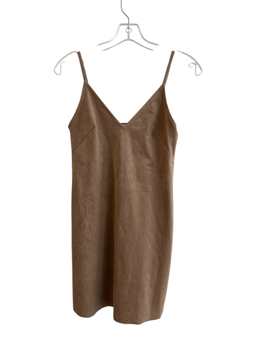Wilfred Free Size XXS Camel Polyester Suede V Neck Spaghetti Strap Dress Camel / XXS