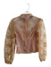 Peach Size S Peach Polyester Mock Neck Long Sleeve Lace Overlay Sheer Top Peach / S