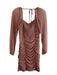 skies are blue Size XS Rose Gold Polyester Square Neck Long Sheer Sleeve Dress Rose Gold / XS