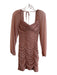 skies are blue Size XS Rose Gold Polyester Square Neck Long Sheer Sleeve Dress Rose Gold / XS