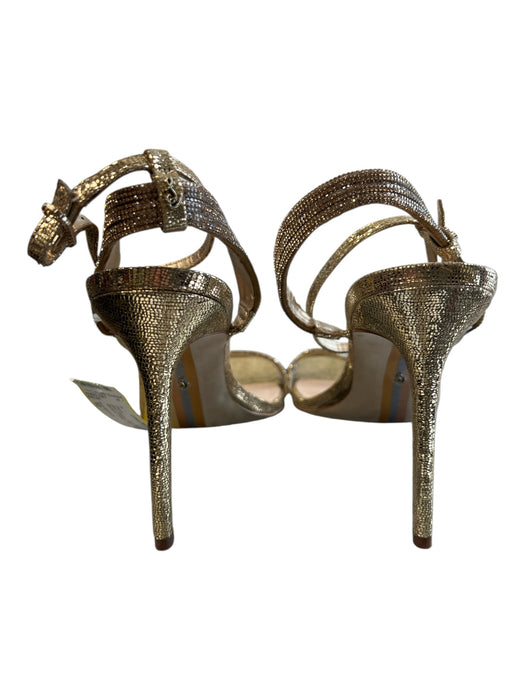 Sam Edelman Shoe Size 10 Gold Leather Open Square Toe Shimmer Stiletto Shoes Gold / 10