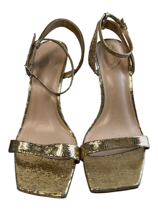 Sam Edelman Shoe Size 10 Gold Leather Open Square Toe Shimmer Stiletto Shoes Gold / 10