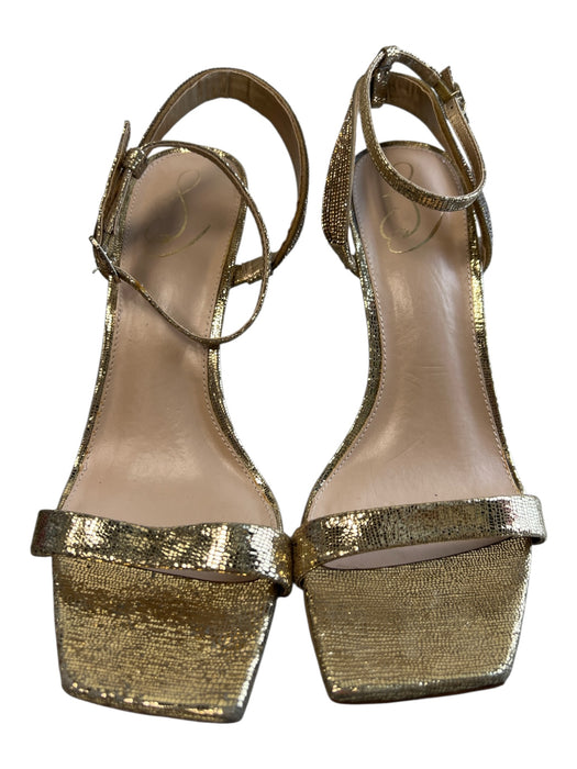Sam Edelman Shoe Size 10 Gold Leather Open Square Toe Shimmer Stiletto Shoes Gold / 10