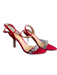 Badgley Mischka Shoe Size 8.5 Red Rhinestone Ankle Buckle Open Toe & Heel Shoes Red / 8.5