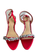 Badgley Mischka Shoe Size 8.5 Red Rhinestone Ankle Buckle Open Toe & Heel Shoes Red / 8.5