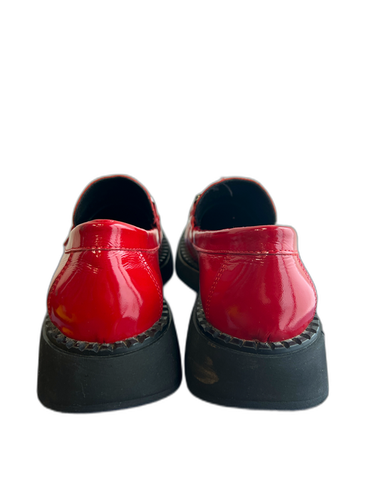 Silent Shoe Size 39 Red Patent Leather Lug Sole Square Toe silver hardware Shoes Red / 39