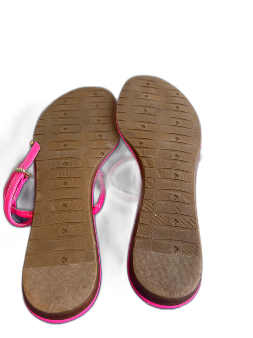 Kate Spade Shoe Size 8.5 Pink Patent Gold Bow Thong Ankle Buckle Shoes Pink / 8.5