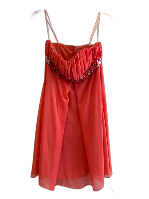 JS Boutique Size 4 Orange Polyester Lined Strapless Embellished Back Zip Dress Orange / 4