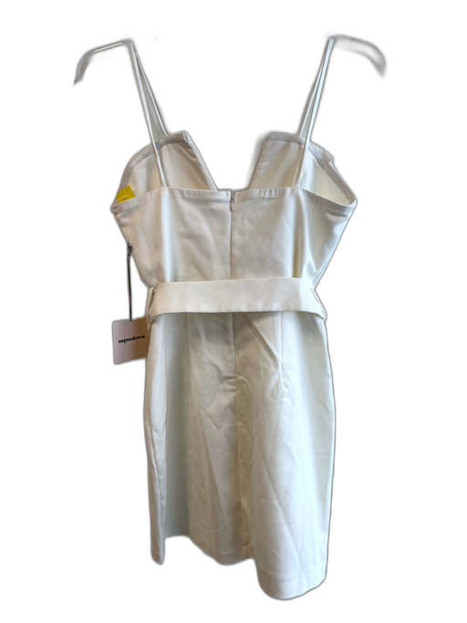 Superdown Size Small White Cotton Blend Spaghetti Strap V Neck Back Zip Dress White / Small