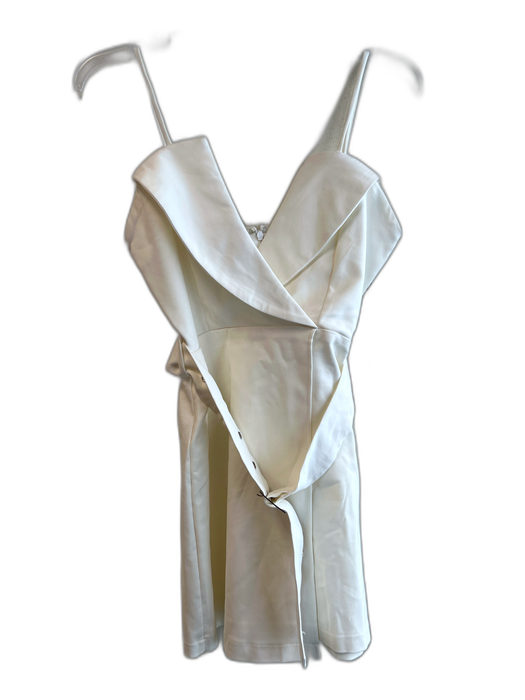 Superdown Size Small White Cotton Blend Spaghetti Strap V Neck Back Zip Dress White / Small