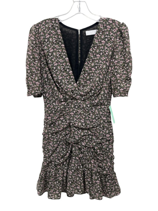ASTR The Label Size Small Pink, Green, Black Polyester Short Sleeve Floral Dress Pink, Green, Black / Small