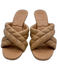 Vince Camuto Shoe Size 6.5 Beige Leather Upper open toe Quilted Low Heel Sandals Beige / 6.5