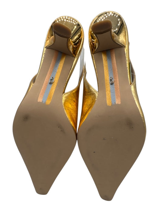 Sam Edelman Shoe Size 7 Gold Leather Upper Pointed Toe Slingback Metallic Pumps Gold / 7