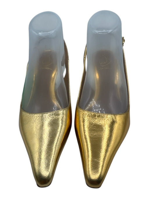 Sam Edelman Shoe Size 7 Gold Leather Upper Pointed Toe Slingback Metallic Pumps Gold / 7