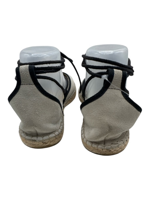 Free People Shoe Size 39 Gray & Black Leather Upper Piping Ankle Wrap Espadrille Gray & Black / 39