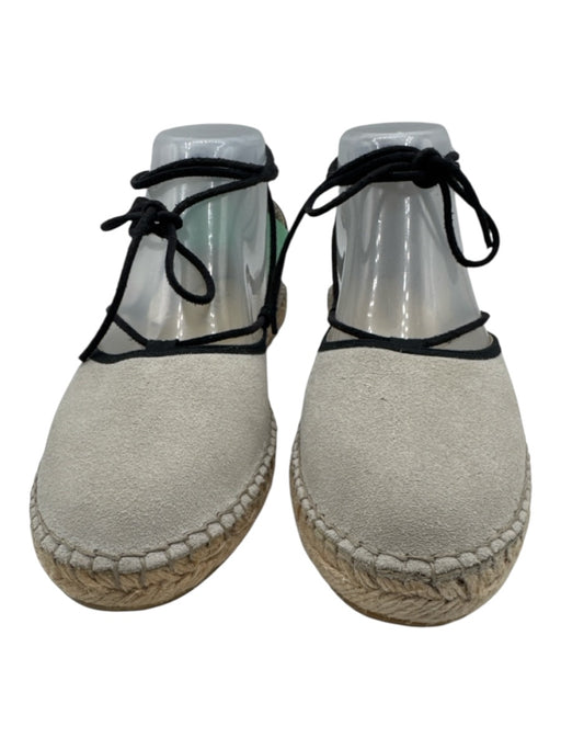 Free People Shoe Size 39 Gray & Black Leather Upper Piping Ankle Wrap Espadrille Gray & Black / 39