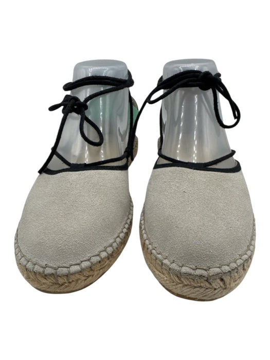 Free People Shoe Size 39 Gray & Black Leather Upper Piping Ankle Wrap Espadrille Gray & Black / 39