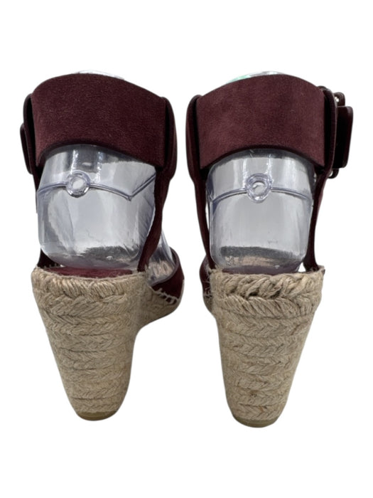 Vince Shoe Size 6 Burgundy Leather Upper Suede Criss Cross Wedge Espadrille Burgundy / 6