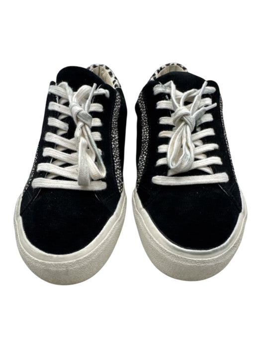 Madewell Shoe Size 8.5 Black & White Leather Upper Suede Animal Print Sneakers Black & White / 8.5