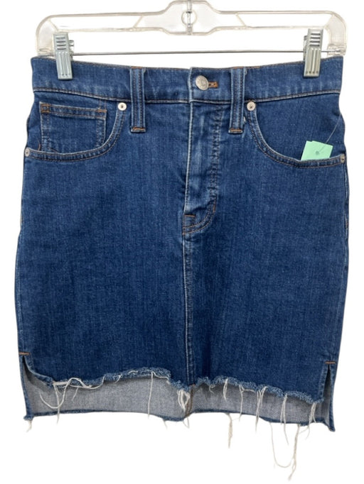 Madewell Size 25 Medium dark wash Cotton Blend Denim Raw Hem Mini Skirt Medium dark wash / 25