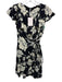 Free People Size XS Black & Cream White Viscose Floral Flutter Cap Sleeve Dress Black & Cream White / XS