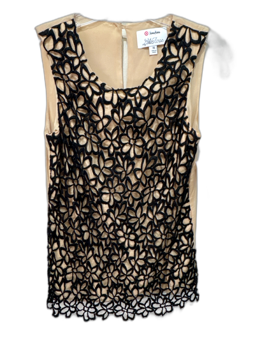 Lela Rose for Target Size XS Black & Beige Cotton & Silk Overlay Lined Top Black & Beige / XS