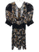 Free People Size 4 Black, Tan & Cream Viscose Floral Lace Panel Tie Back Dress Black, Tan & Cream / 4