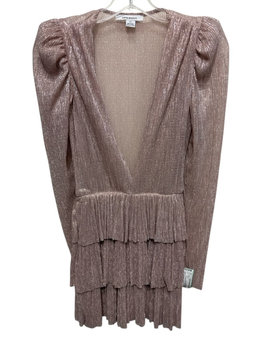 Sabrina Musayev Size XS Pink Missing Fabric Tag Metallic Thread V Neck Dress Pink / XS
