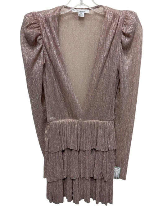 Sabrina Musayev Size XS Pink Missing Fabric Tag Metallic Thread V Neck Dress Pink / XS