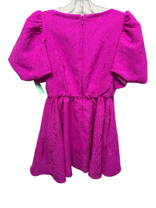 Sachin & Babi Size S Hot pink Polyester Blend Short Puff Sleeve V Neck Dress Hot pink / S