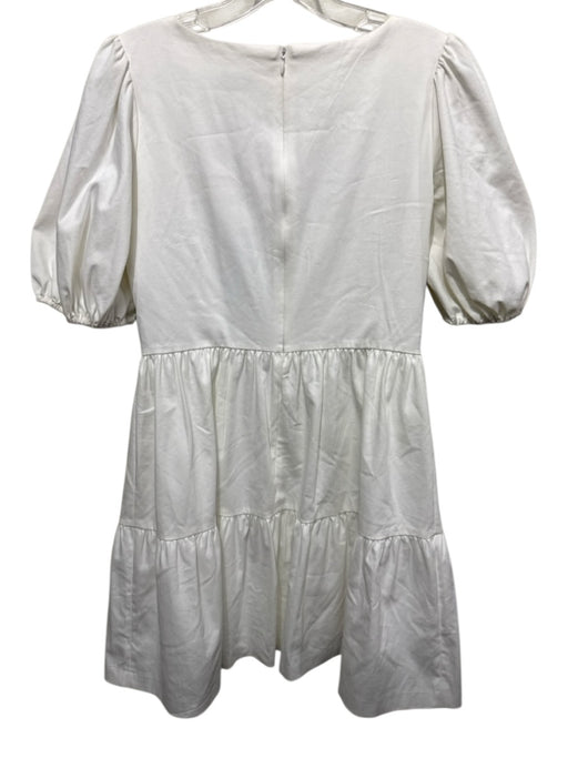 Gianni Bini Size XS White Cotton Blend Short Puff Sleeve Square Neck Dress White / XS