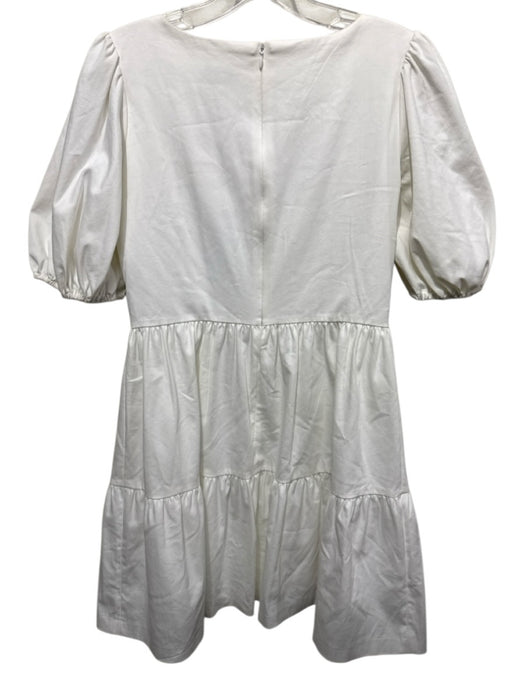 Gianni Bini Size XS White Cotton Blend Short Puff Sleeve Square Neck Dress White / XS