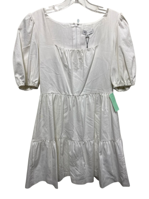 Gianni Bini Size XS White Cotton Blend Short Puff Sleeve Square Neck Dress White / XS