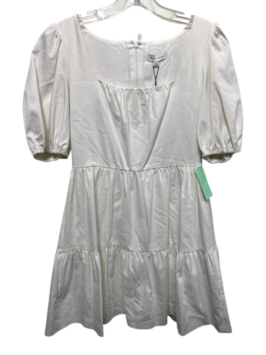 Gianni Bini Size XS White Cotton Blend Short Puff Sleeve Square Neck Dress White / XS