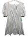 Gianni Bini Size XS White Cotton Blend Short Puff Sleeve Square Neck Dress White / XS