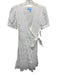 Draper James Size XS White Cotton Blend Short Puff Sleeve Textured Wrap Dress White / XS