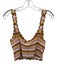 L Space Size XS Brown, Pink & Cream Cotton Knit Sleeveless Striped Crop Top Brown, Pink & Cream / XS