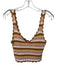 L Space Size XS Brown, Pink & Cream Cotton Knit Sleeveless Striped Crop Top Brown, Pink & Cream / XS