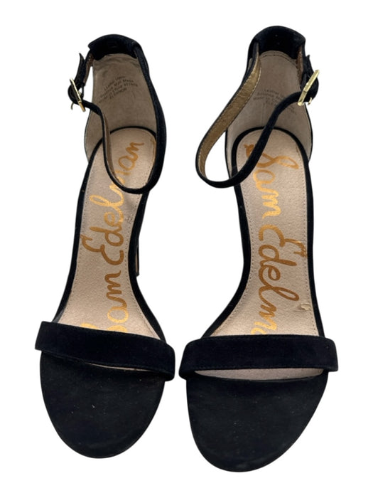 Sam Edelman Shoe Size 7 Black Leather Upper Suede Platform Ankle Buckle Sandals Black / 7