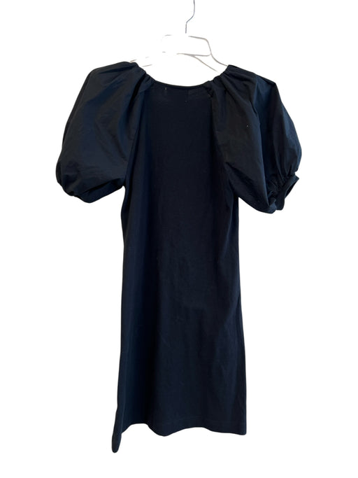Maeve Size XS Black Cotton V Neck Short Puff Sleeve Rib Knit Body Con Dress Black / XS
